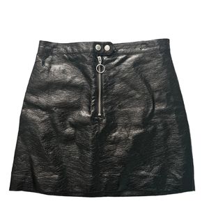H&M Divided Y2K Front Zipper Faux Leather Mini Skirt size 4/S